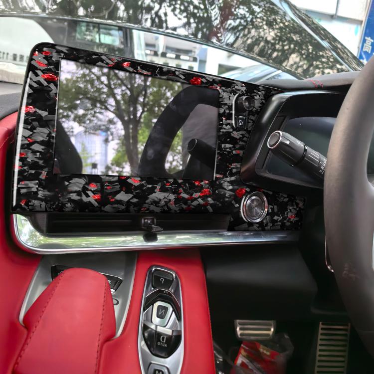 Forged Gold Foil Carbon Fiber Car Central Control Screen Frame Decorative Sticker for Chevrolet Corvette C8 2020-, Right Driver