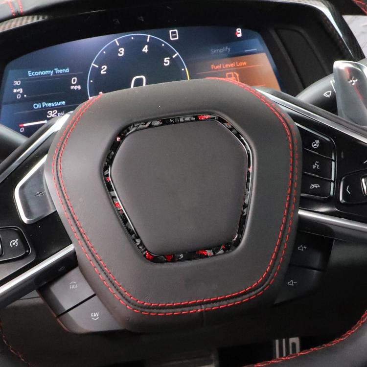 Forged Gold Foil Carbon Fiber Car Steering Wheel Frame Decorative Sticker for Chevrolet Corvette C8 2020-, Left and Right Driver