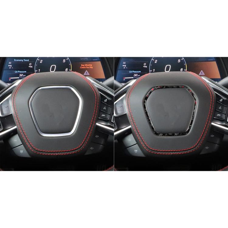 Forged Gold Foil Carbon Fiber Car Steering Wheel Frame Decorative Sticker for Chevrolet Corvette C8 2020-, Left and Right Driver