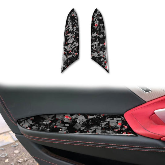 2pcs/Set Forged Gold Foil Carbon Fiber Car Inside Armrest Panel Decorative Sticker for Chevrolet Corvette C8 2020-, Left and Right Driver