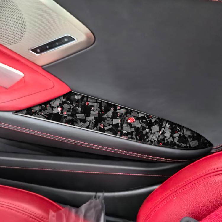 2pcs/Set Forged Gold Foil Carbon Fiber Car Inside Armrest Panel Decorative Sticker for Chevrolet Corvette C8 2020-, Left and Right Driver