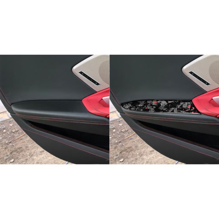 2pcs/Set Forged Gold Foil Carbon Fiber Car Inside Armrest Panel Decorative Sticker for Chevrolet Corvette C8 2020-, Left and Right Driver