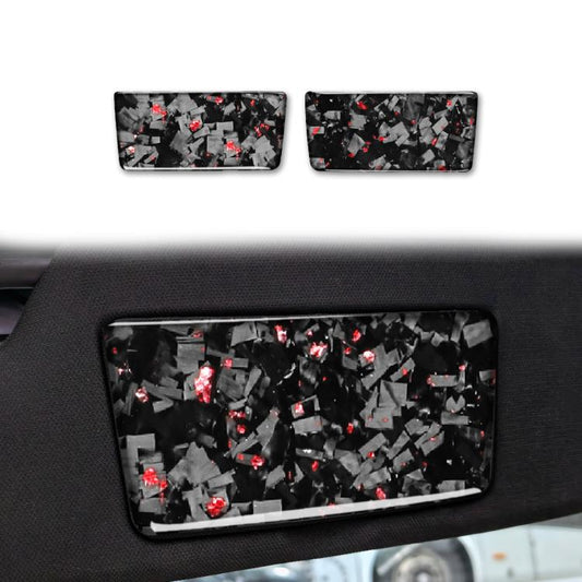 2pcs/Set Forged Gold Foil Carbon Fiber Car Makeup Mirror Panel Decorative Sticker for Chevrolet Corvette C8 2020-, Left and Right Driver