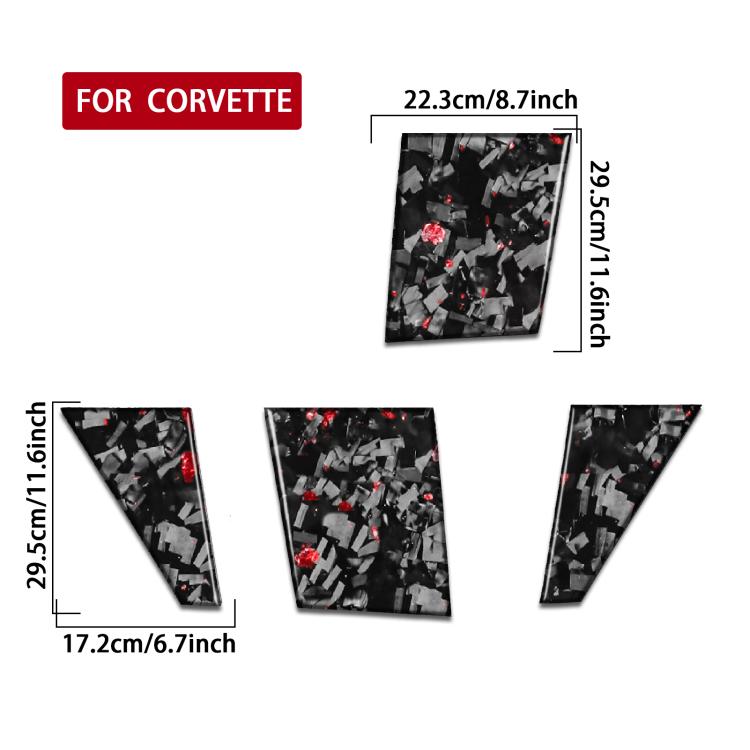 4pcs/Set Forged Gold Foil Carbon Fiber Car Roof Camera Sides Decorative Sticker for Chevrolet Corvette C8 2020-, Left and Right Driver