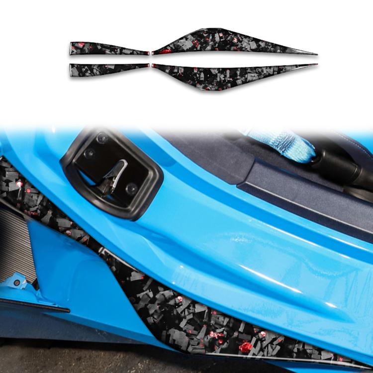 4pcs/Set Forged Gold Foil Carbon Fiber Car Door Armrest Side Decorative Sticker for Chevrolet Corvette C8 2020-, Left and Right Driver