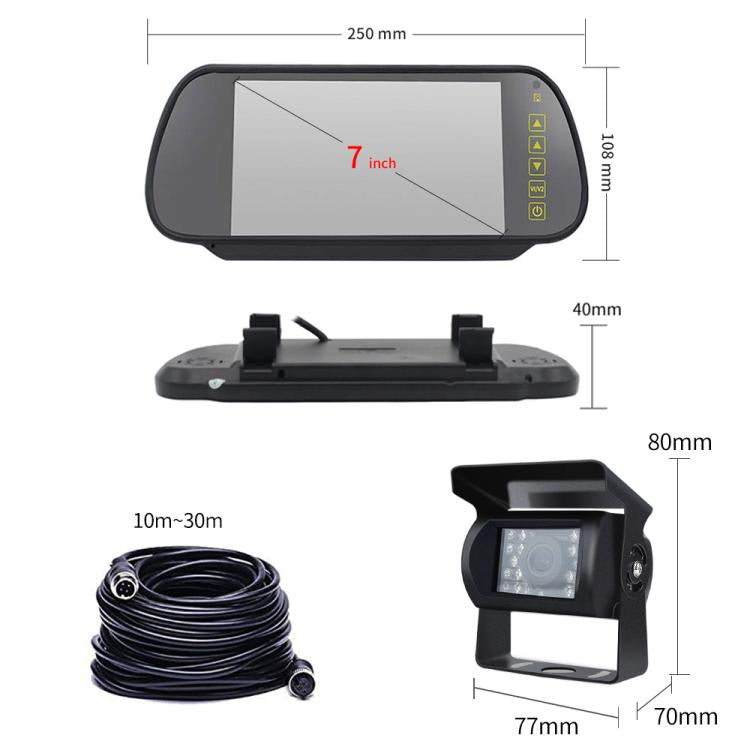 7 inch IPS HD Screen AHD Touch Button Car Reversing Rearview Camera Monitor Kit