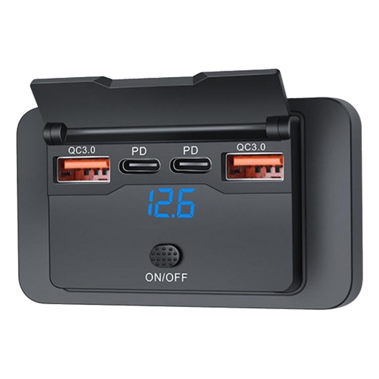 Car Modified 4-port Charger, with Voltmeter & Switch
