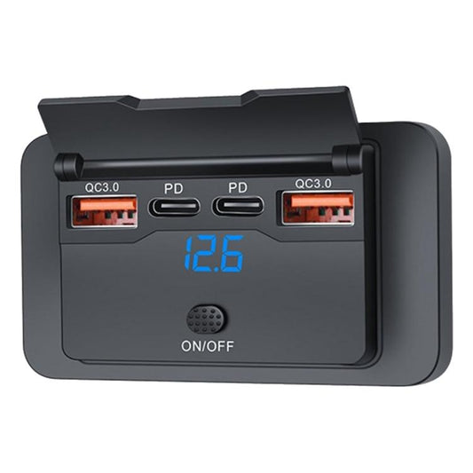 Car Modified 4-port Charger, with Voltmeter & Switch