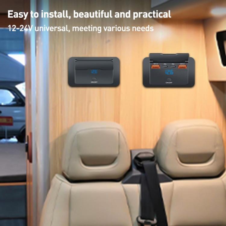 Car Modified 4-port Charger, with Voltmeter & Switch