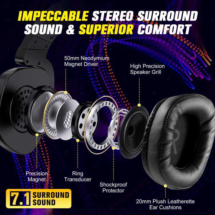 ONIKUMA S22 RGB Head-mounted Wired Gaming Earphone