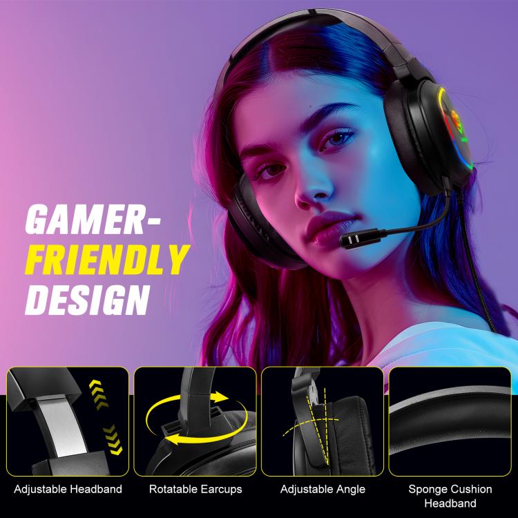 ONIKUMA S22 RGB Head-mounted Wired Gaming Earphone