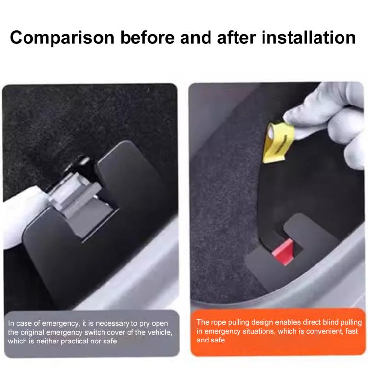 2pcs/Set For Tesla Model Y / 3 Car Rear Door Mechanical Switch Handle Extended Manual Door Release Safety Pull Rope
