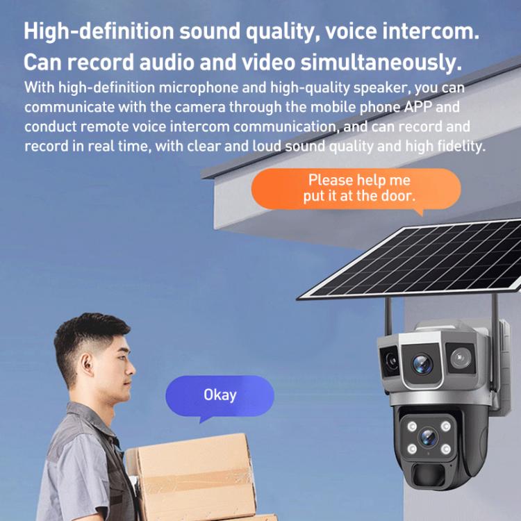 VTS02 4MP Multi-lens Panoramic Solar Surveillance PTZ Dome Camera