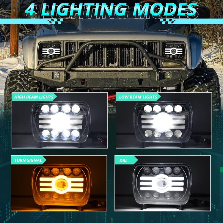 Y19 H4 7 inch Car Sun Style Square Modified Headlight for Jeep Wrangler