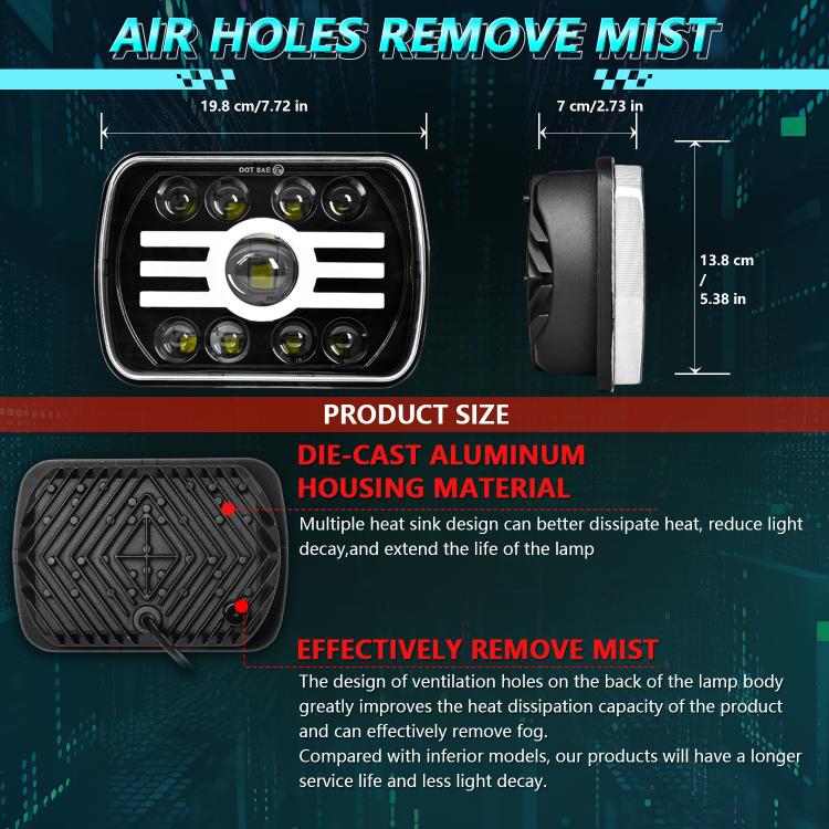 Y19 H4 7 inch Car Sun Style Square Modified Headlight for Jeep Wrangler