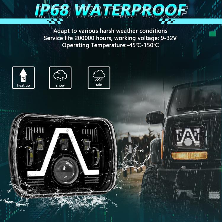 Y24 H4 7 inch Car V-style Square Modified Headlight for Jeep Wrangler