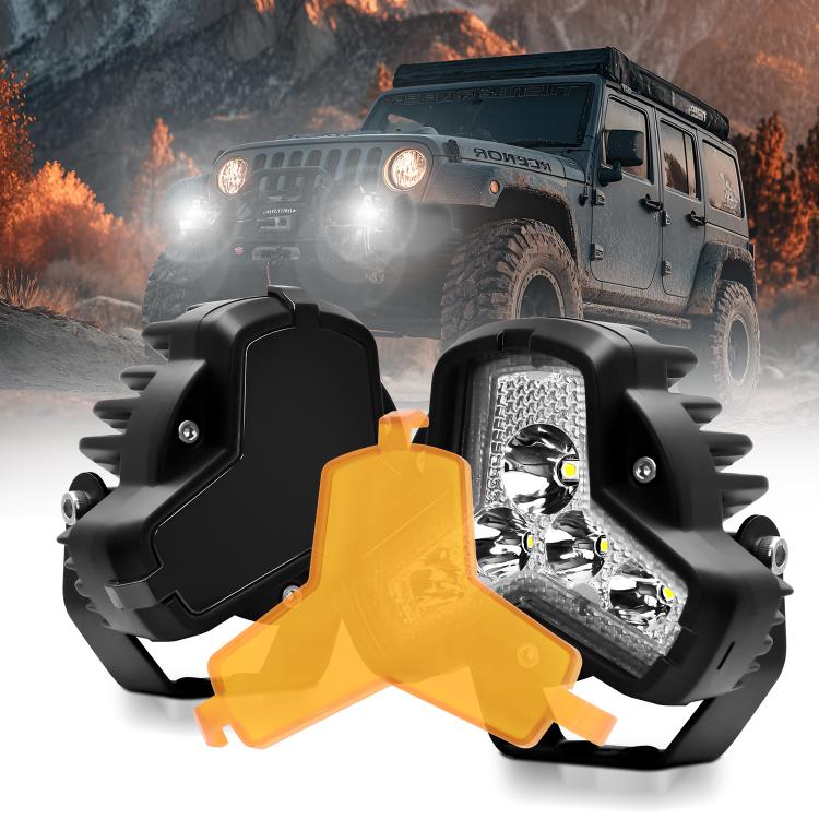 2pcs/Pack Car 80W High-power Matrix Triangle Cannon Work Light with Cable Set