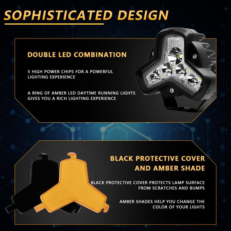 2pcs/Pack Car 80W High-power Matrix Triangle Cannon Work Light with Cable Set