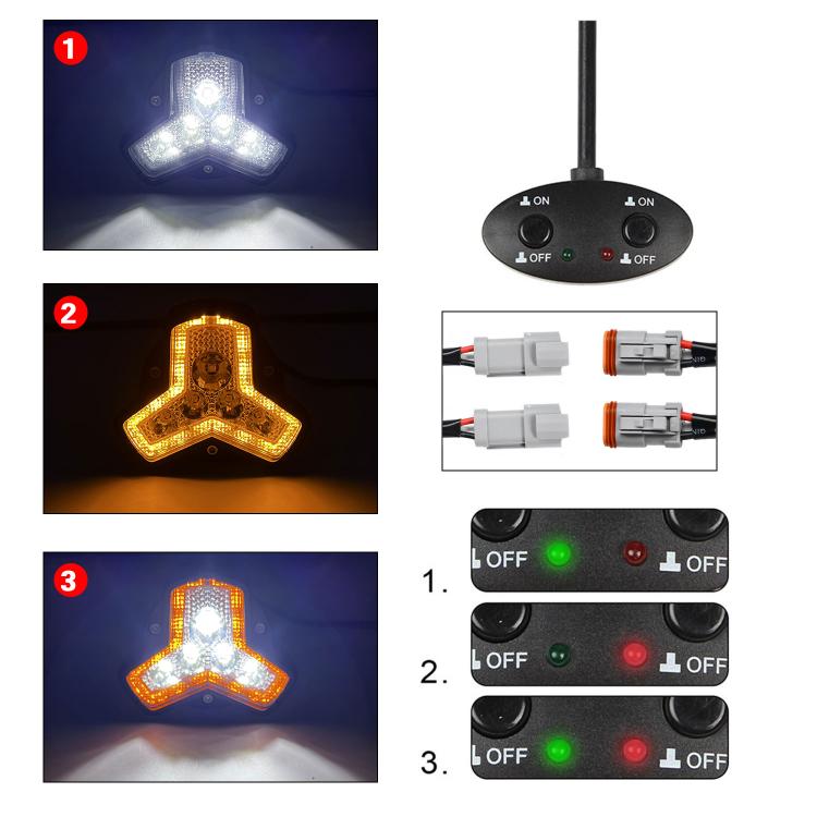 2pcs/Pack Car 80W High-power Matrix Triangle Cannon Work Light with Cable Set