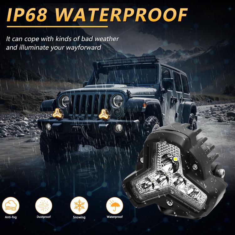 2pcs/Pack Car 80W High-power Matrix Triangle Cannon Work Light with Cable Set