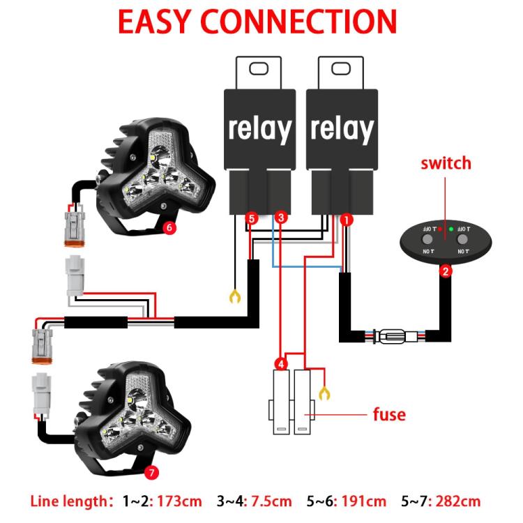 2pcs/Pack Car 80W High-power Matrix Triangle Cannon Work Light with Cable Set