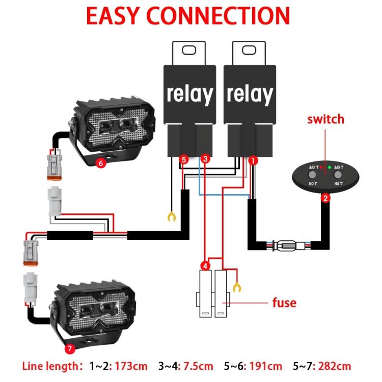 2pcs/Pack Car 70W High-power Matrix Eyes Work Light with Cable Set