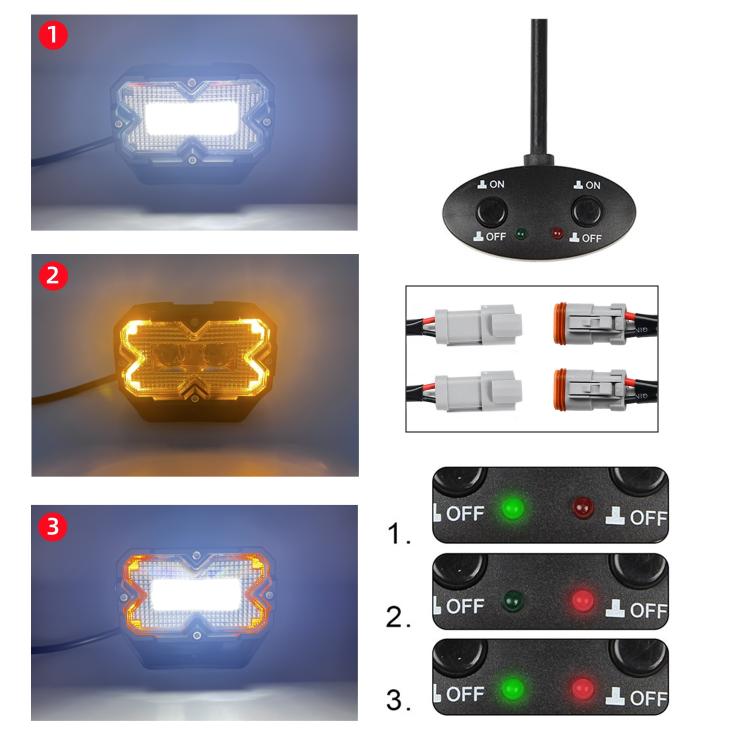 2pcs/Pack Car 70W High-power Matrix Eyes Work Light with Cable Set