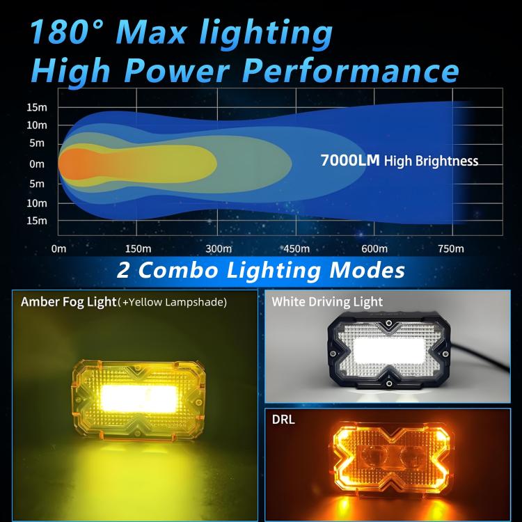 2pcs/Pack Car 70W High-power Matrix Eyes Work Light with Cable Set