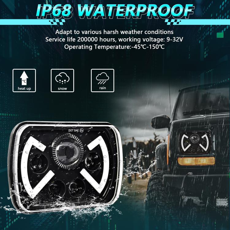 Y22 H4 7 inch Car Butterfly Style Square Modified Headlight for Jeep Wrangler