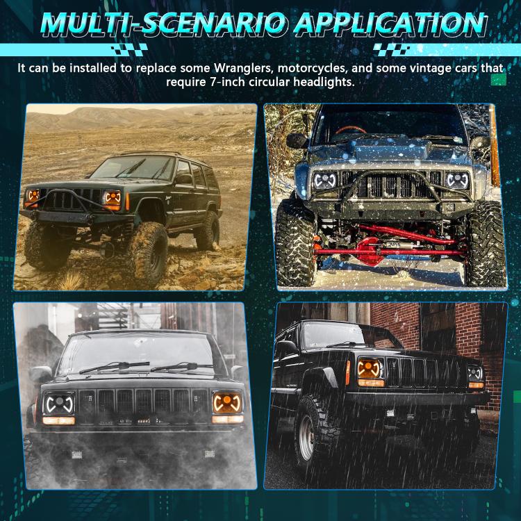 Y22 H4 7 inch Car Butterfly Style Square Modified Headlight for Jeep Wrangler