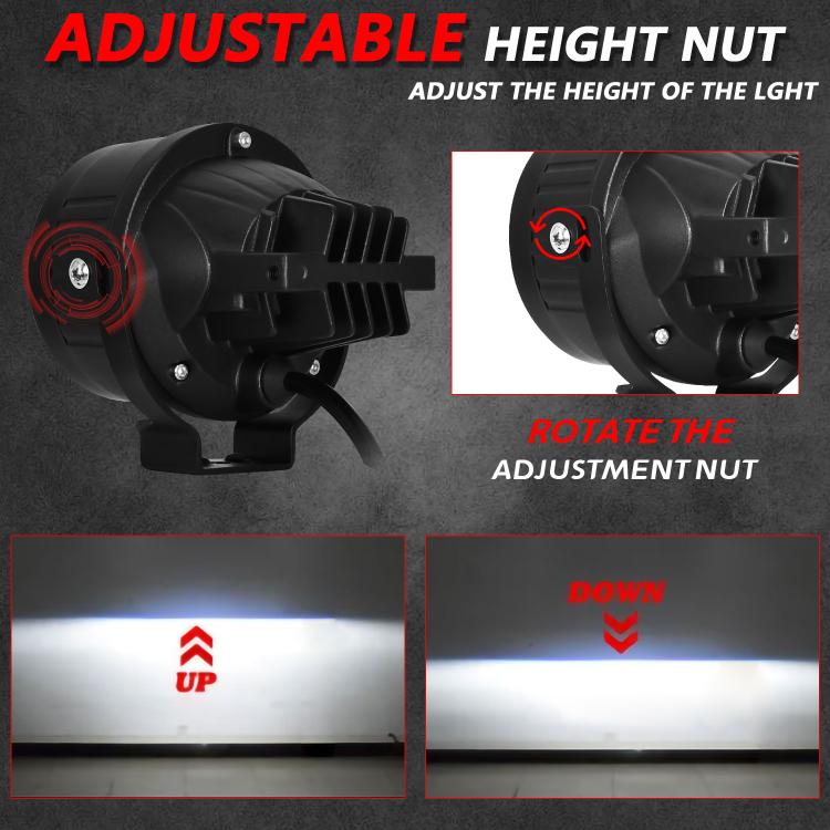 T10 2pcs/Pack 55W 3 inch High Power Dual Lens Fog Light, Universal Double Holder