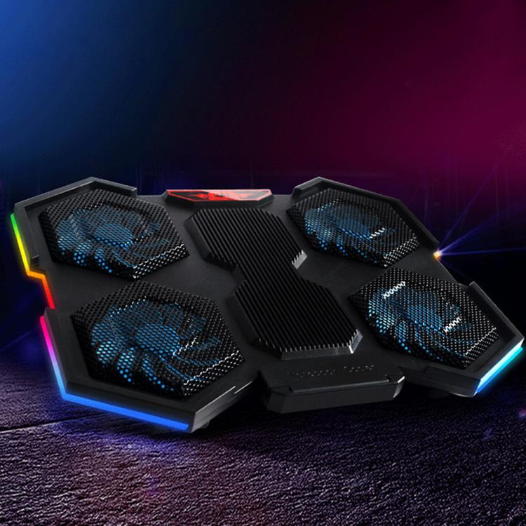 NUOXI YL-021 6-Fans RGB Light Laptop Radiator Adjustable Cooling Holder