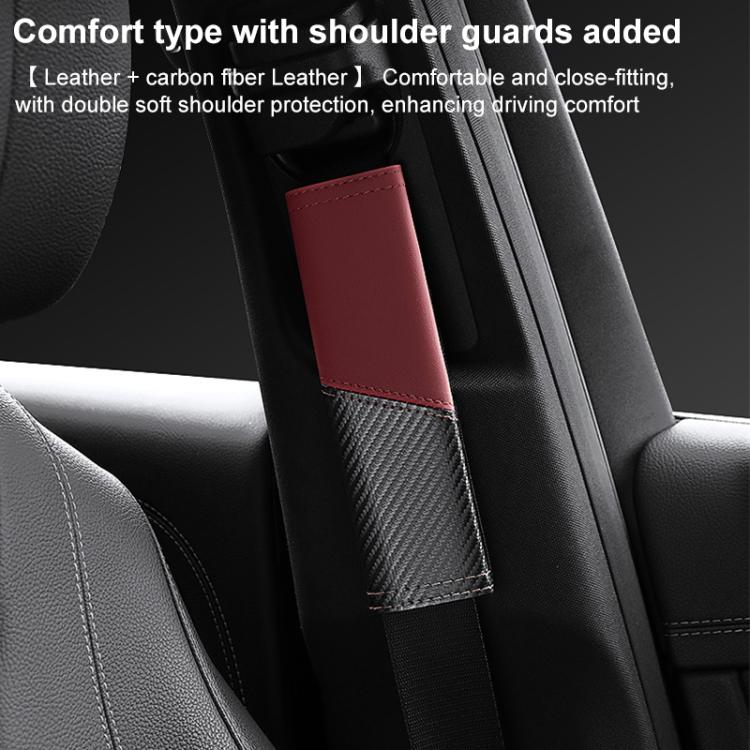 Car Leather Carbon Fiber Stitching Seat Belt Shoulder Guard