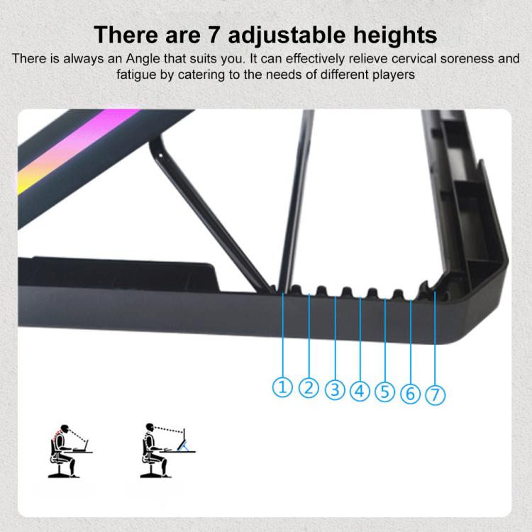 NUOXI YL-018 5-Core Fans Ultra-quiet Laptop Cooler RGB Light Cooling Holder