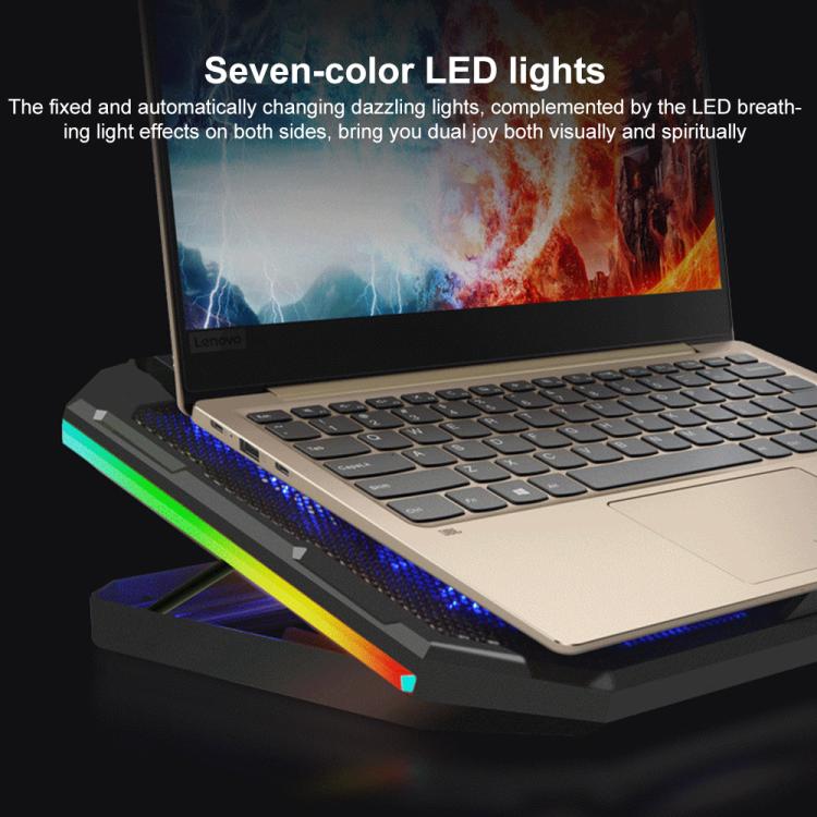 NUOXI YL-018 5-Core Fans Ultra-quiet Laptop Cooler RGB Light Cooling Holder