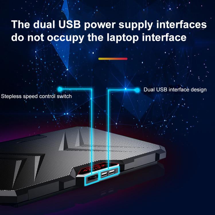 NUOXI YL-019 RGB Light Dual Turbine Silent Laptop Cooler Cooling Holder