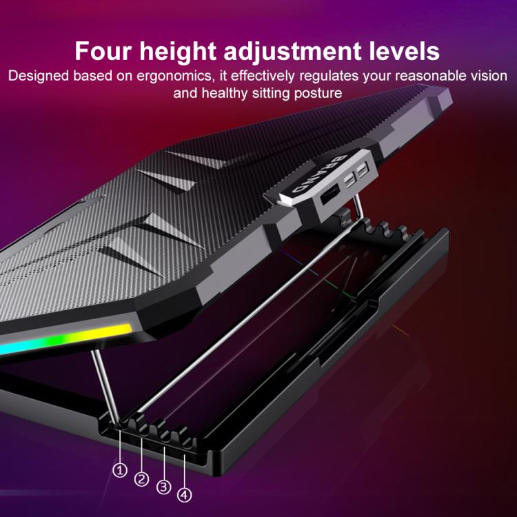 NUOXI YL-019 RGB Light Dual Turbine Silent Laptop Cooler Cooling Holder