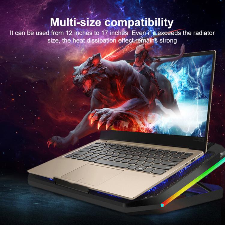 NUOXI YL-019 RGB Light Dual Turbine Silent Laptop Cooler Cooling Holder