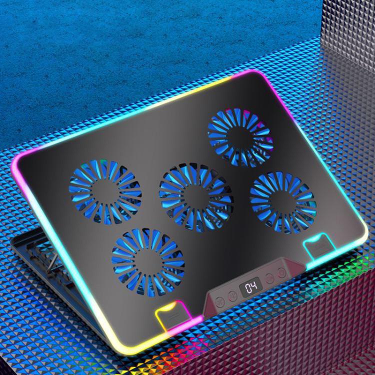 NUOXI F36-5 6-Speed Adjustable 5 Fan Laptop Cooler with RGB