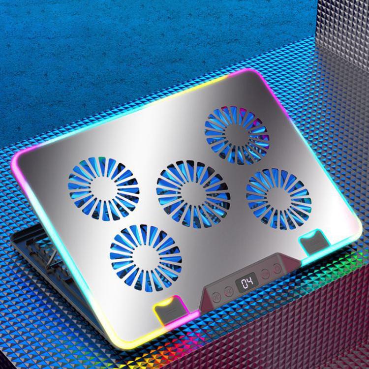 NUOXI F36-5 6-Speed Adjustable 5 Fan Laptop Cooler with RGB
