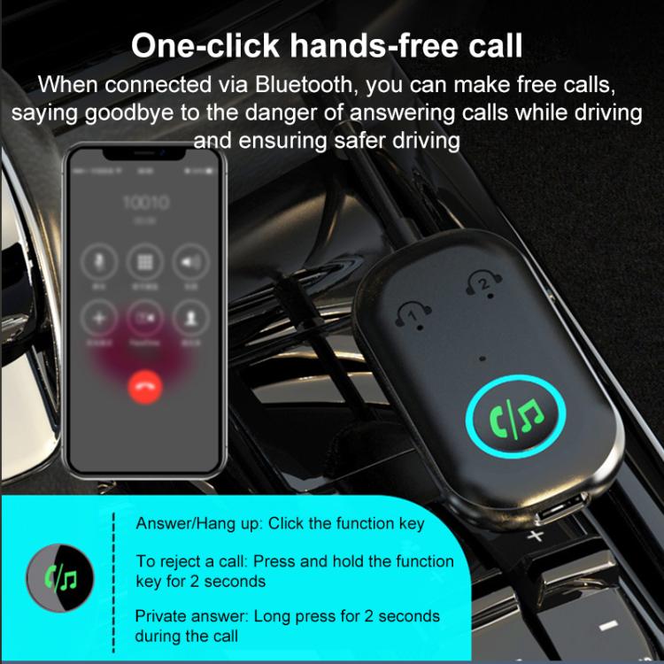 BR08T 2 in 1 Car Bluetooth AUX Receiver Transmitter Bluetooth Audio Adapter