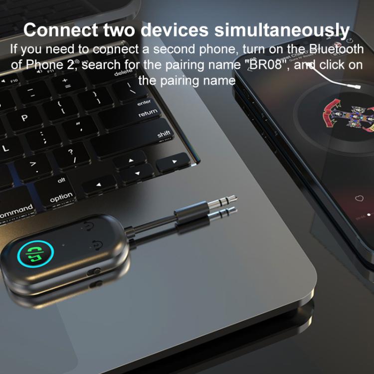 BR08T 2 in 1 Car Bluetooth AUX Receiver Transmitter Bluetooth Audio Adapter