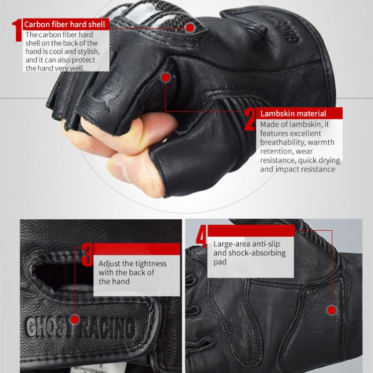 GHOST RACING GR-BZ01 Summer Off-road Riding Protective Breathable Motorcycle Half-finger Gloves