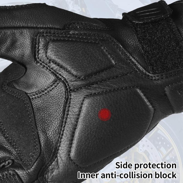 GHOST RACING GR-ST11 Retro Motorcycle Genuine Leather Touch Screen Full Finger Gloves