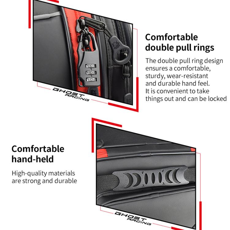 GHOST RACING GR-CWB06 PU Leather Motorcycle Tail Bag Rear Seat Travel Bag Backpack