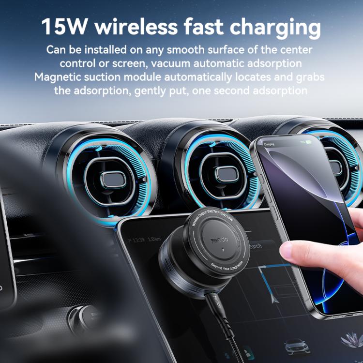 Yesido C310 15W Wireless Charging Vacuum Suction Cup MagSafe Car Holder with 360 Degree Rotating Base