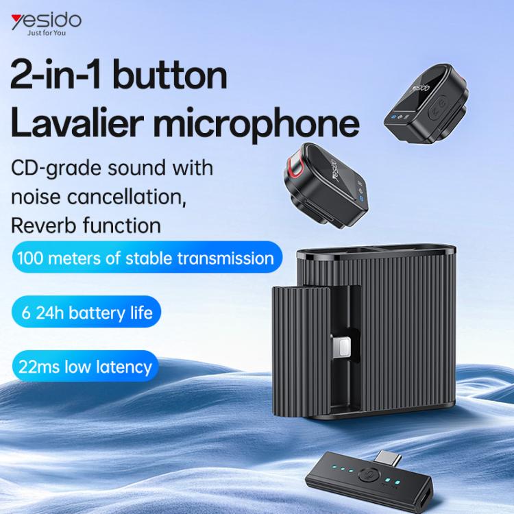 Yesido KR19 2 in 1 Magnetic Button Lavalier Microphone