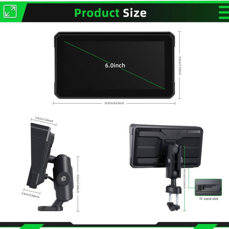 6 inch Motorcycle Wireless CarPlay and Android Auto Display Screen Navigator