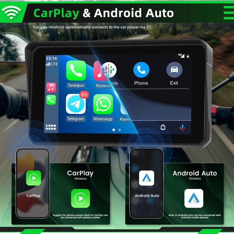 6 inch Motorcycle Wireless CarPlay and Android Auto Display Screen Navigator