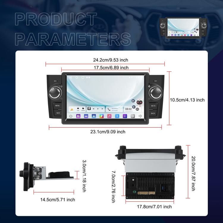 For Fiat Punto 2005-2009 Android 15 7 inch 4G+64G Car Central Control Audio Video Navigation